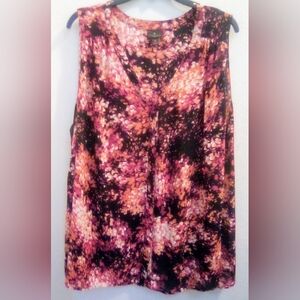 Worthington Women's Sleeveless Blouse V-Neck Multicolor With Buttons Size 3X